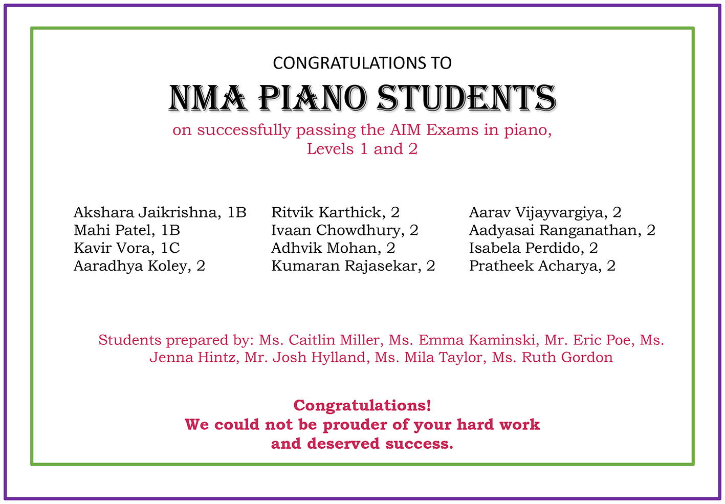 Congrats for NMA students