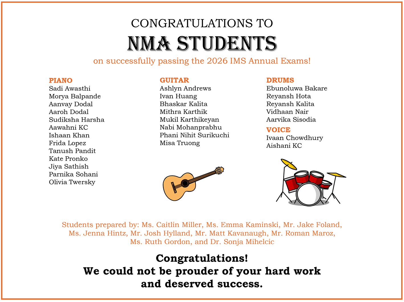 Congrats for NMA students